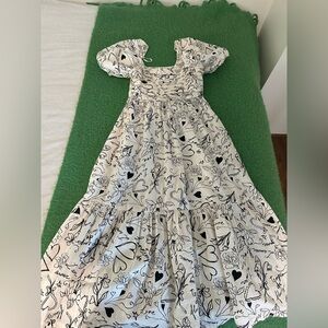 Japna Cream Dress with Heart and Script Print